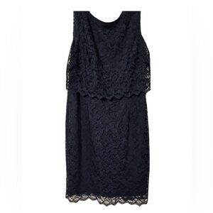 Ivanka Trump Blue Lace Tiered Peplum Dress Size 8